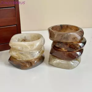 JUNYUE88US Acrylic Lắc Tay, Viền Bohemian Không Đều Rộng Vòng Tay, Sáng Tạo Phong Cách Châu Âu Dopamine Phụ Kiện Trang Sức Retro Vòng Tay Nữ