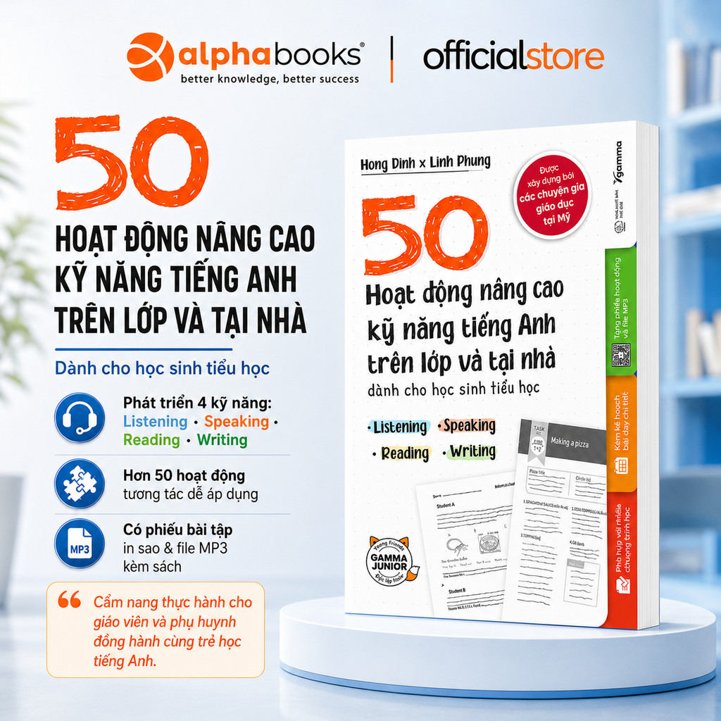 Sách - 50 Hoạt Động Nâng Cao Kỹ Năng Tiếng Anh Trên Lớp Và Tại Nhà Dành Cho HS Tiểu Học(Gamma Books)
