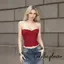 Áo ống Corset Slim Bustier dành cho nữ Áo không tay lệch vai Dây buộc phía trước Bandeau
