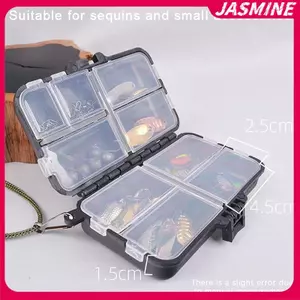 JASMINE Mini Hộp Bảo Quản Hai Lớp Có Thể Tháo Rời Câu Cá Hộp Câu Cá Thìa Câu Móc Mồi Hộp Bảo Quản Phụ Kiện Câu Cá JASMINE