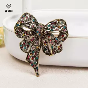 Trâm cài nơ kim cương giả lấp lánh sang trọng dành cho nữ Unisex Tiệc thời trang Quần áo dự tiệc Bapa Phụ kiện trang sức Quà tặng [Mina]