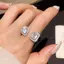 HFSHY Zircon Mở Nhẫn Thanh Lịch Vuông Giọt Nước Thiết Kế Nhẹ Phụ Kiện Thời Trang Cho Nữ Du Lịch Mặc VN