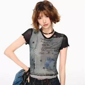 Mùa Hè 2026 Hoa Kỳ Ánh Sáng Châu Á Retro Gạc Áo Thun Ngắn Tay Hot Girl Slim-Fit Slimmer Look Niche Quan Điểm Tất Cả Trận Đấu Đường Phố