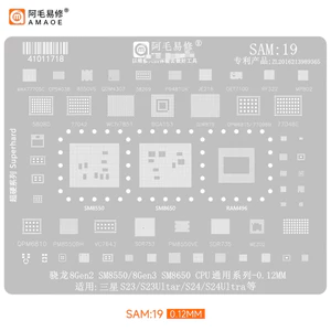 Amaoe SAM19 SM8550 SM8650 BGA Stencil Reballing cho Samsung S23 S24 Ultra S23Ultra S24Ultra CPU SDR875 PM8550BH WCN7851 8550VS SDR735