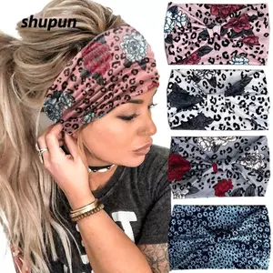 Băng đô xoắn SHUPUN, Băng đô rộng in hình Boho dày, Thời trang mềm mại co giãn cực lớn Băng đô tập Yoga Phụ kiện tóc