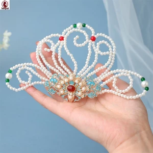Bộ kẹp tóc và tua rua Hanfu với ngọc trai giả và hoa văn kim loại Phụ kiện tóc cho trang phục truyền thống Hiệu suất sân khấu chụp ảnh