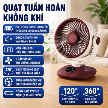 Quạt để bàn quạt tuần hoàn quạt mini quạt sạc USB quạt xoay quạt LED quạt tích điện quạt làm mát