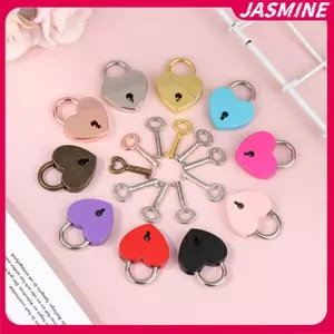 JASMINE 1 Bộ Hình Trái Tim Padlos Phần Cứng Hành Lý Los Có Chìa Khóa Lo Cho Du Lịch Cưới Hộp Trang Sức Nhật Ký Sách Vali Quà Tặng Giáng Sinh JASMINE