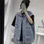 Áo khoác denim không tay nữ hàng hóa Áo Vest dáng rộng Hàn Quốc Retro Xanh Denim