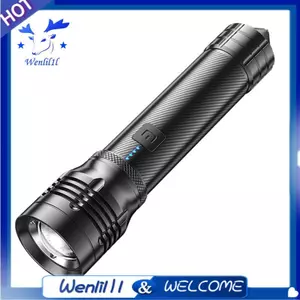 Đèn pin mạnh mẽ Đèn mạnh mẽ Đèn pin nổi bật có thể sạc lại công suất cao Đèn pin LED chiếu sáng di động ngoài trời