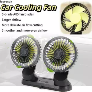 Quạt hai đầu LACYESUK, 360° Quạt làm mát đa năng có thể điều chỉnh 3 tốc độ có thể xoay được, Quạt tuần hoàn không khí bảng điều khiển tiếng ồn thấp trên ô tô ngoài trời