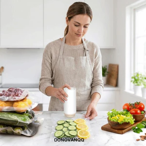 Máy hút chân không thực phẩm cầm tay DONOVANQQ, tiết kiệm điện, không dây, một chạm, bảo quản tươi lâu