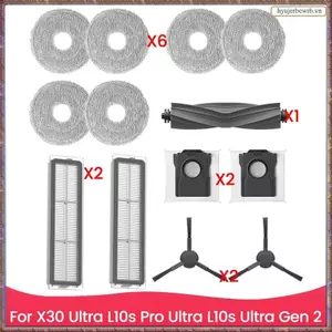 Dành Cho X30 Ultra, L10s Pro Ultra, L10s Ultra Gen 2 Robot Hút Chân Không Bên Chính Bàn Chải Hepa Lọc Cây Lau Nhà Vải Túi Bụi Phụ Kiện