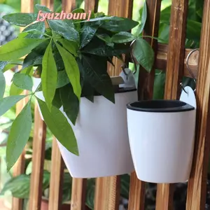 Chậu hoa hấp thụ nước tự động treo tường trong nhà Chậu hoa bằng nhựa Chậu hoa màu xanh lá cây Trang trí chậu hoa