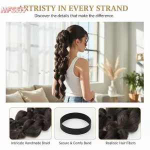HFSHY 1 Cái Tổng Hợp Phong Cách Pháp Bọc Tay Bong Bóng Bím Tóc Giả Đuôi Ngựa Tóc Giả Dài Bện Lông Tơ Tóc Giả Braid VN