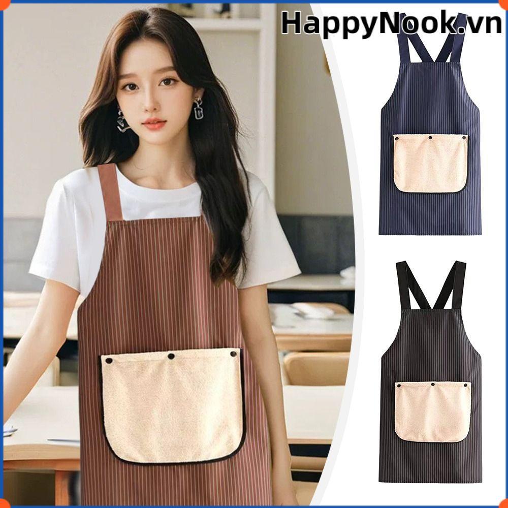 Tạp Dề Nhà Bếp HAPPYNOOK, Yếm Nướng Bánh Không Tay Mặt Sau, Di Động Có Khăn Tay Có Thể Tháo Rời Chống Thấm Nước Chống Bẩn Nhà Hàng Đồng Phục Đa Năng