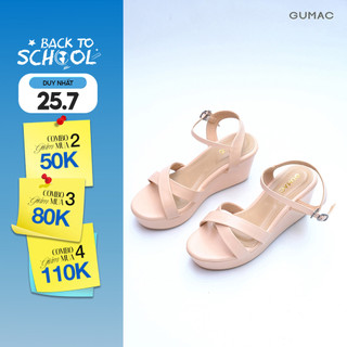 Giày Sandal Nữ GUMAC Quai Chéo Đế Xuồng Cài Khóa Êm Chân GG04091
