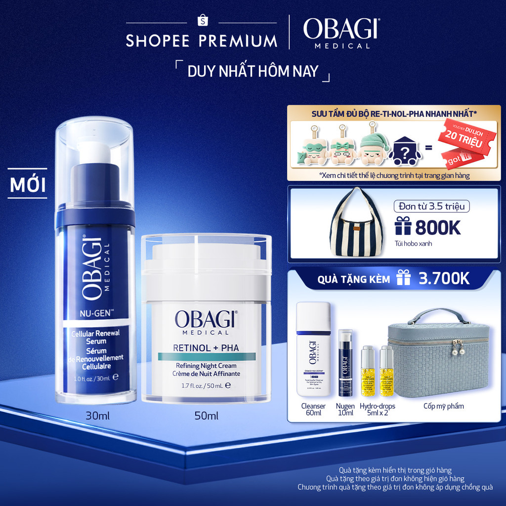Combo Serum Kích Hoạt Năng Lượng Tế Bào Obagi Nugen 30ml & Kem Dưỡng Đêm Obagi Retinol + PHA 50ml