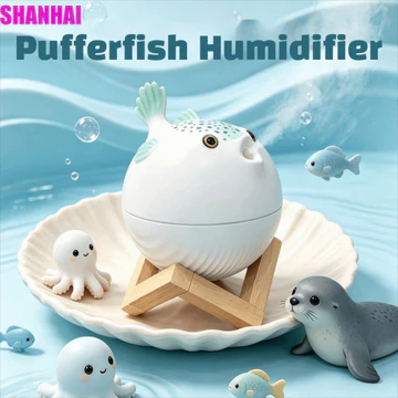 Máy tạo độ ẩm cá SHANHAI Puffer, Máy tạo độ ẩm Mini có đèn đầy màu sắc chạy bằng USB, Quà tặng Hình dạng sáng tạo Máy phun sương hai chế độ Máy tạo độ ẩm di động tại nhà