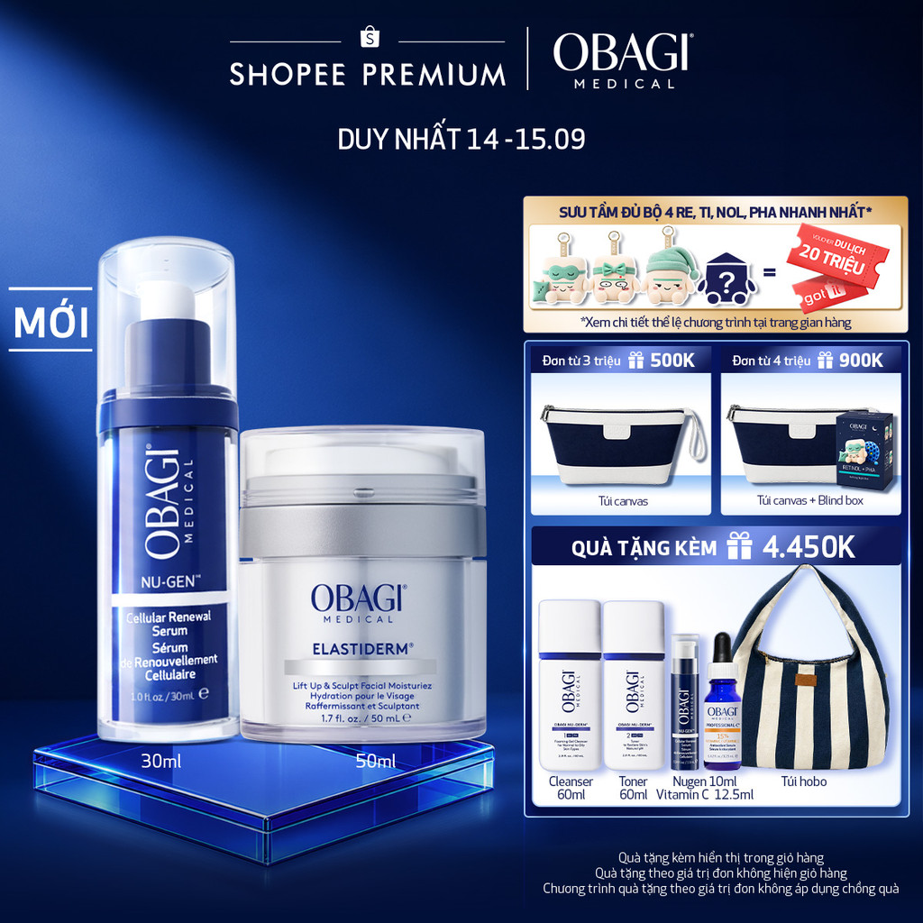 Combo Serum Kích Hoạt Năng Lượng Tế Bào Obagi Nugen 30ml & Kem Dưỡng ELASTIDERM Lift up & Sculpt Facial Moisturizer 50ml
