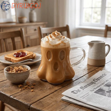 Cốc thủy tinh ma DYRUIDOJ, Cốc thủy tinh trong suốt bằng thủy tinh Borosilicate, Cốc thủy tinh uống nước Phong cách đơn giản có tay cầm Cốc cà phê ma Tiệc Halloween