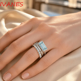Nhẫn xếp chồng IVANES, Bộ nhẫn có thể xếp chồng lên nhau hình chữ nhật lớn, Phong cách châu Âu hợp thời trang Nhẫn cầu hôn phong cách hợp thời trang Dịp đám cưới