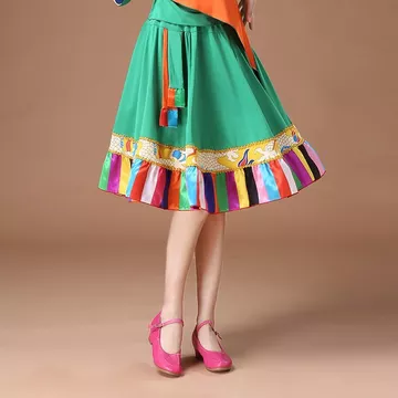 T Váy Khiêu Vũ Tây Tạng Phong Cách Mới Váy Khiêu Vũ Vuông Nữ Trưởng Thành Váy Dân Tộc Khiêu Vũ Váy Hiệu Suất