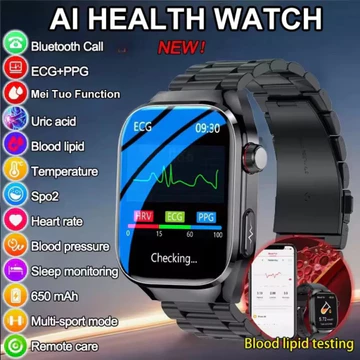 2026 Mới ECG + PPG Đo Chính Xác Nhịp Tim Đồng Hồ Thông Minh Nam Huyết Áp Lipid Axit Uric Cuộc Gọi Bluetooth Sức Khỏe Đồng Hồ Thông Minh