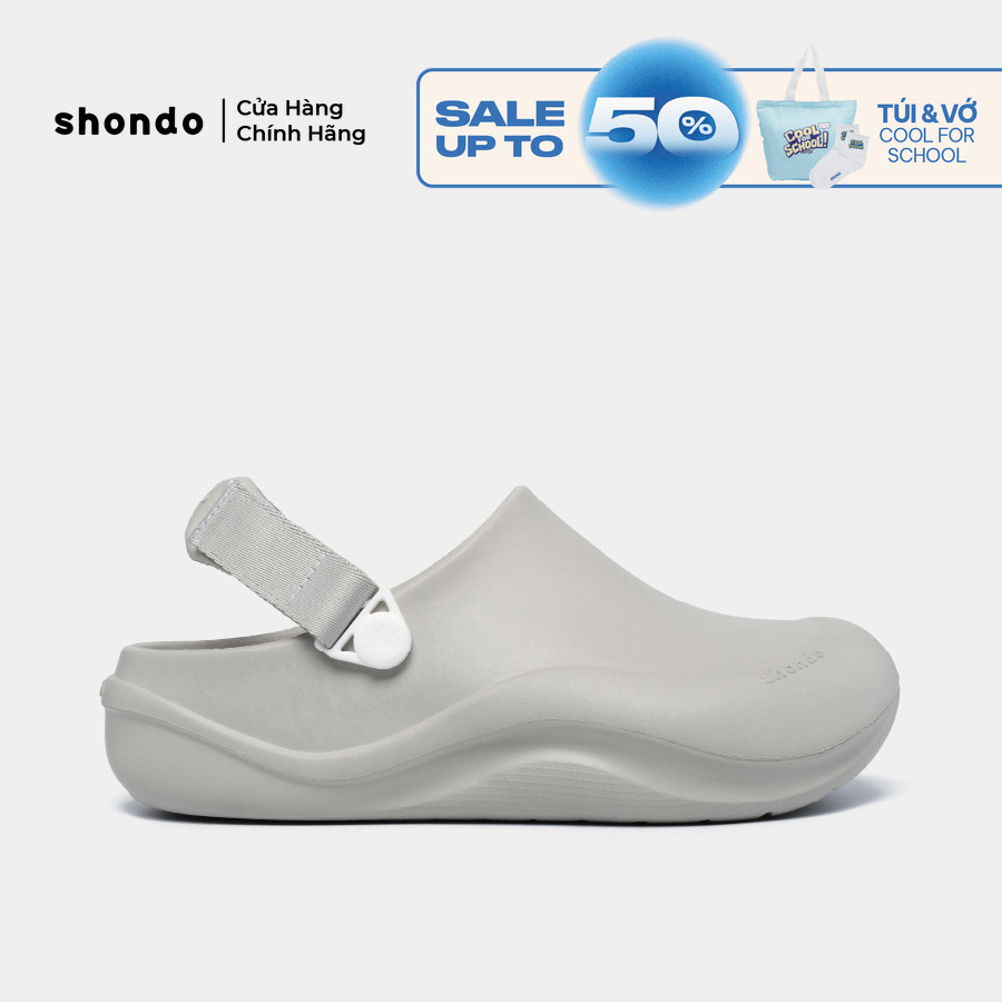 Dép Sục Unisex Shondo Clog Suke Nhựa Đúc Đế Cao 4cm Hack Dáng Màu Xám SUK2222