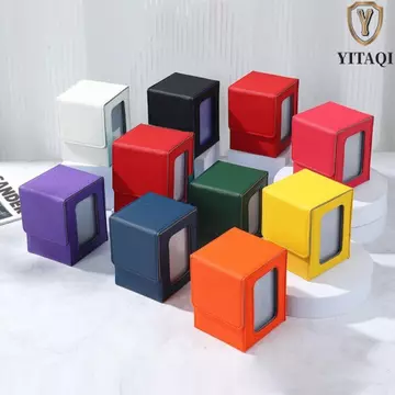 Hộp đựng thẻ YITAQI, Hộp sưu tập cửa sổ PU chống vết bẩn, Hộp đựng son môi có nắp Hộp lưu trữ xếp chồng thẻ chống ẩm