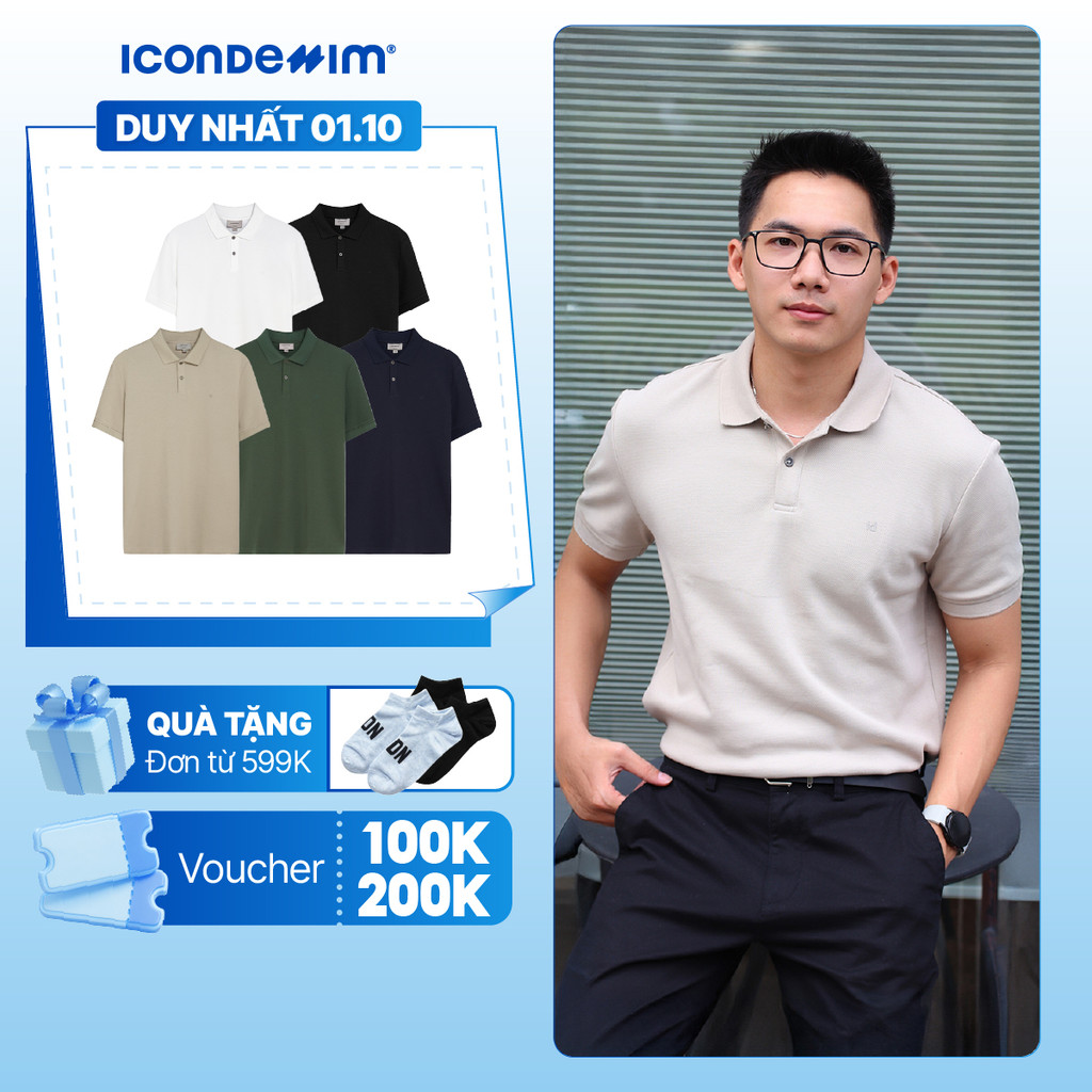 Áo Polo Nam ICONDENIM Trơn ICONDENIM, vải thun cá sấu, thấm hút mồ hôi, chống nhăn, form regular PLID0144