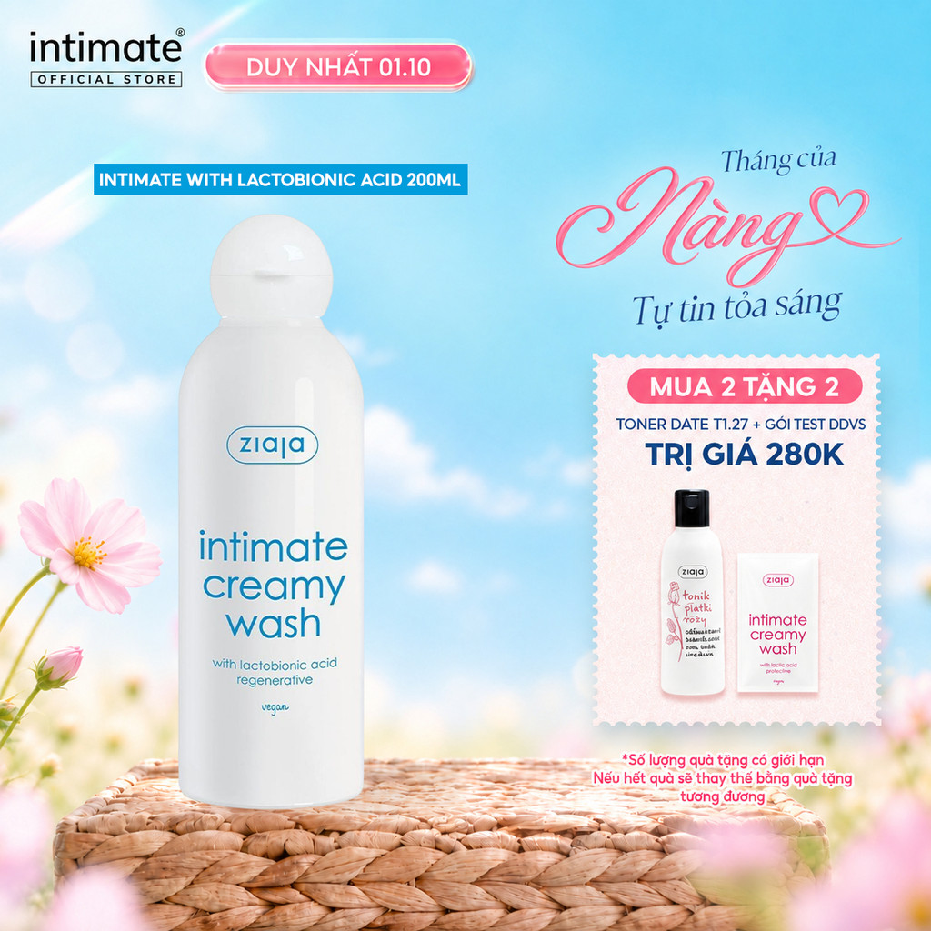 Dung Dịch Vệ Sinh Phụ Nữ Ziaja Intimate With Lactobionic Acid ZIAJA Giúp Khử Mùi, Dưỡng Ẩm, Tăng Đàn Hồi Cho Da 200ml