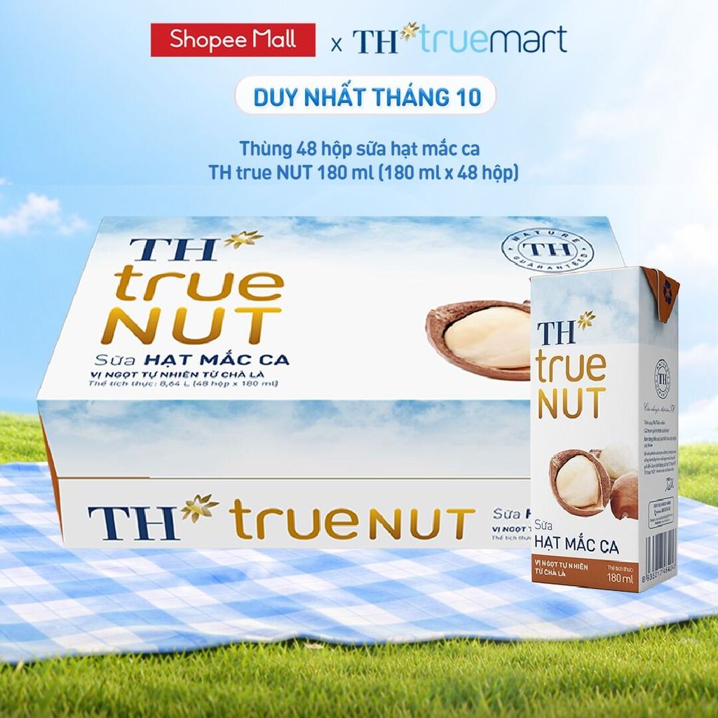 Thùng 48 Hộp Sữa Hạt Mắc Ca TH true NUT milk 180ml (48 Hộp)