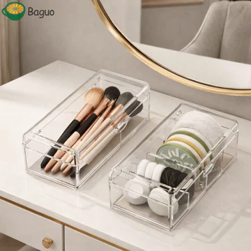 Hộp đựng cọ trang điểm BAGUO, Hộp đựng trong suốt dung tích lớn trong suốt, Hộp đựng văn phòng phẩm có nắp Hộp đựng mỹ phẩm bằng nhựa chống bụi Son môi