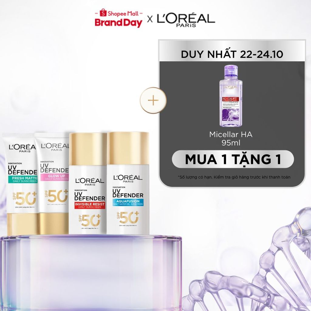 [CHỐNG NẮNG WATERGEL MỚI] Chống Nắng Phổ Rộng Thoáng Da, Kháng Mọi Tác Động UV Defender SPF 50+ PA++++ Loreal Paris 50ml