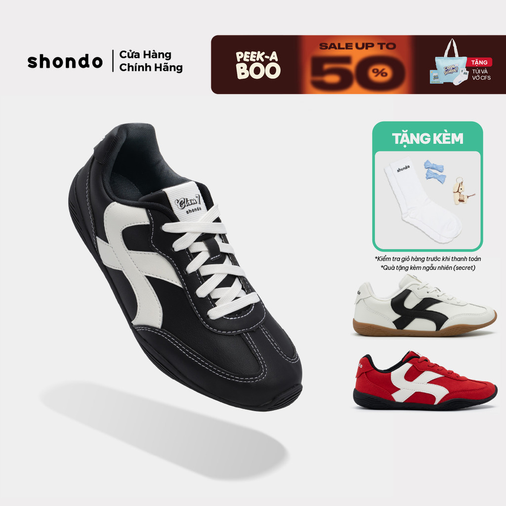 Giày Thể Thao Sneaker Unisex Shondo Class 7 Phối Da Microfiber Đi Học Đi Chơi Nhiều Màu