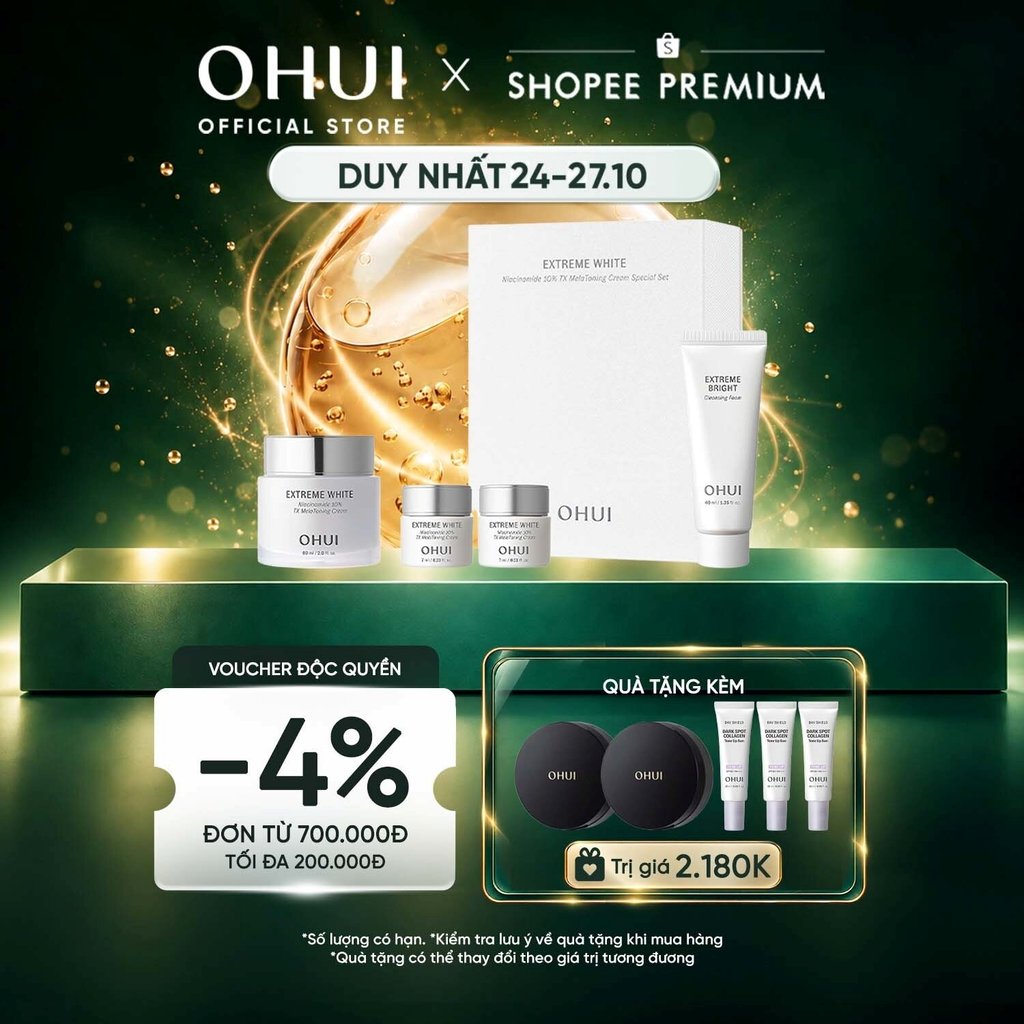 [OHUI Official] Bộ 4 món kem dưỡng sáng chuyên sâu Niacinamide 10% OHUI Extreme White TX MelaToning Cream Set 112ml
