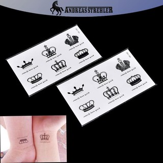 Miếng Dán Hình Xăm Dùng Một Lần Cho Nam/Nữ - Thiết Kế Vương Miện và Cánh Tay, Chống Thấm Nước