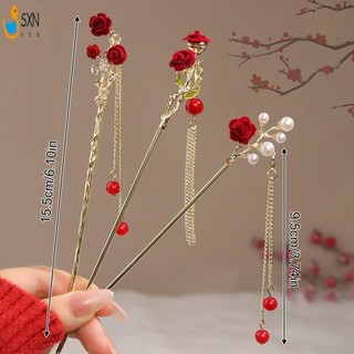 Kẹp tóc hợp kim nữ với tua rua, hoa văn tinh xảo, phù hợp đám cưới và áo dài truyền thống