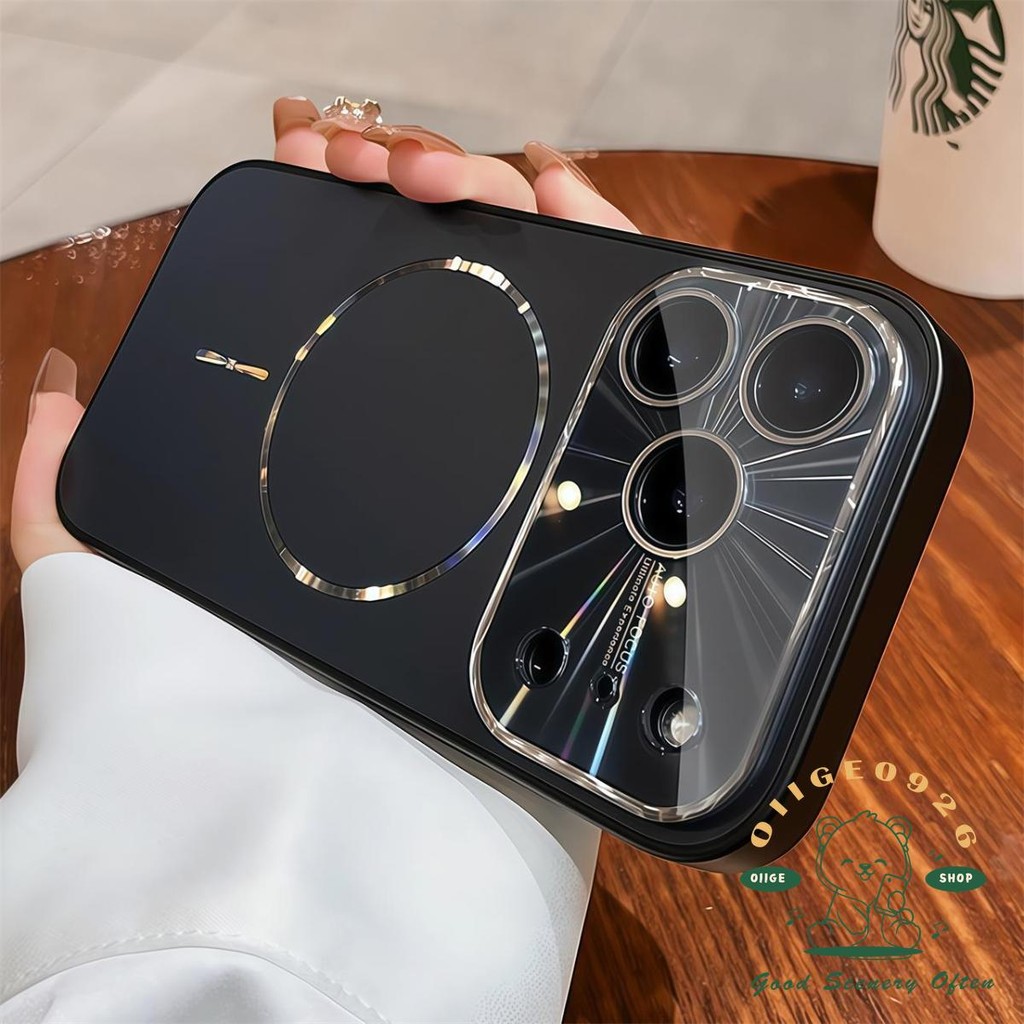 【 Ốp lưng iPhone17 】 Vỏ điện thoại từ tính mờ laser AG mạ cam iphone17 Pro Max 16 15 14 13 12 cho vỏ iPhone Vỏ mềm silicon TPU chống sốc