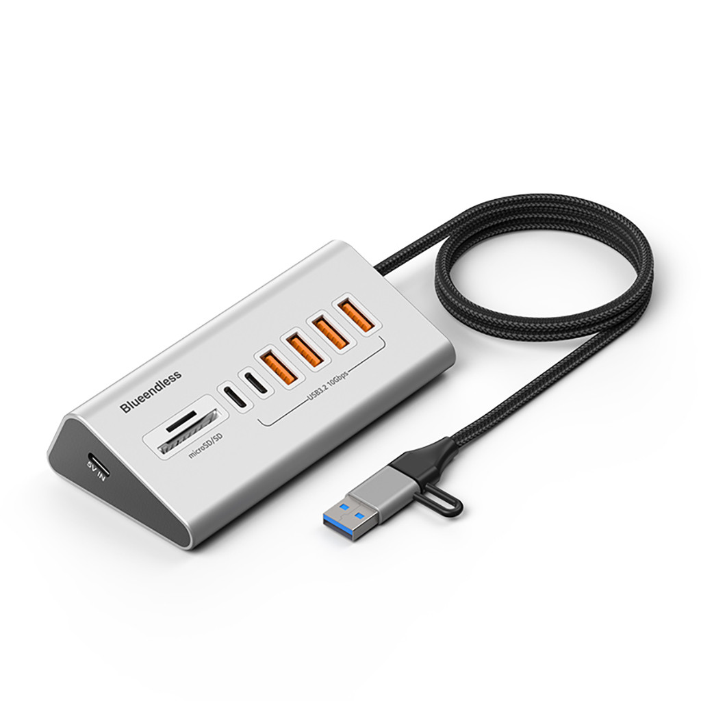 Blueendless Hợp Kim Nhôm 8in1 USB 3.2 HUB Bộ Chia USB 5V Nguồn 10Gbps Có Đầu Đọc Thẻ Cho Điện Thoại Di Động Laptop PC