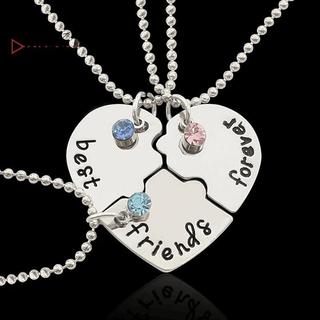 [KJ] 3 Cái / bộ Vòng Cổ Mặt Dây Chuyền Nối Trái Tim Người Bạn Thân Nhất Bff Tình Bạn Cặp Đôi Vòng Cổ Trang Sức Thời Trang [Mới]