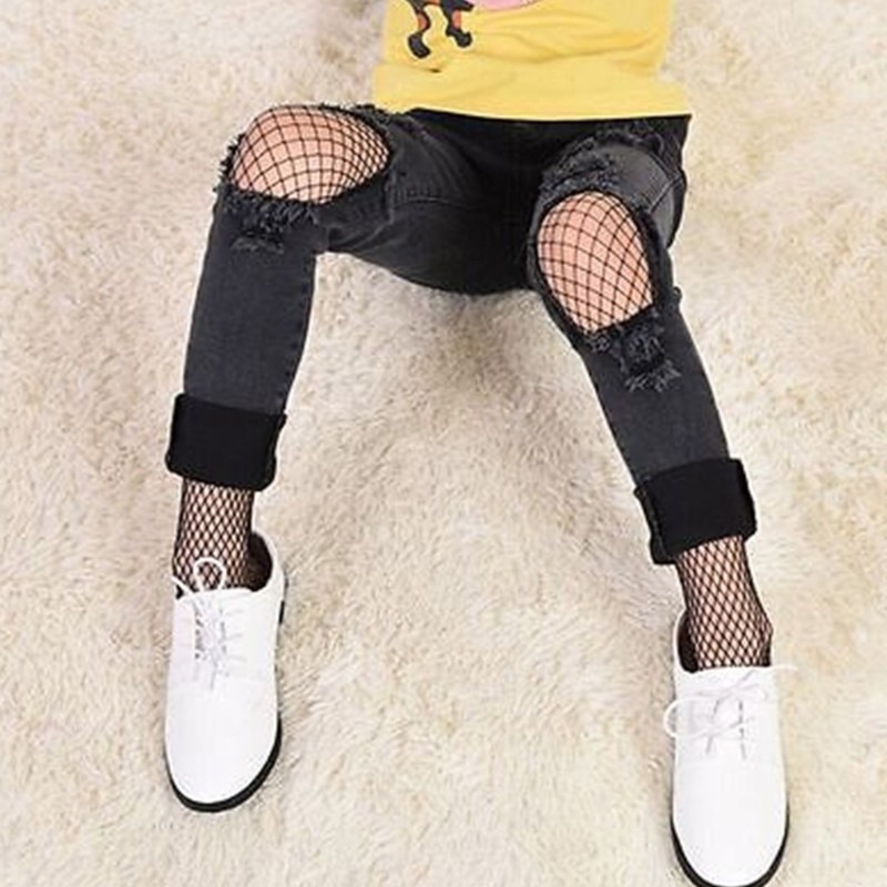 Trại Co Giãn Bé Gái Vớ Lưới Thời Trang Trẻ Em Bé Gái Fishnet Body Vớ Đen