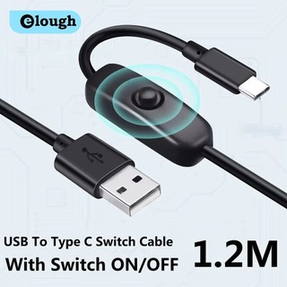 Elough Universal USB sang Type C Cáp chuyển đổi Nút bật / tắt 1,2M Cáp sạc Nguồn điện Dây nối dài