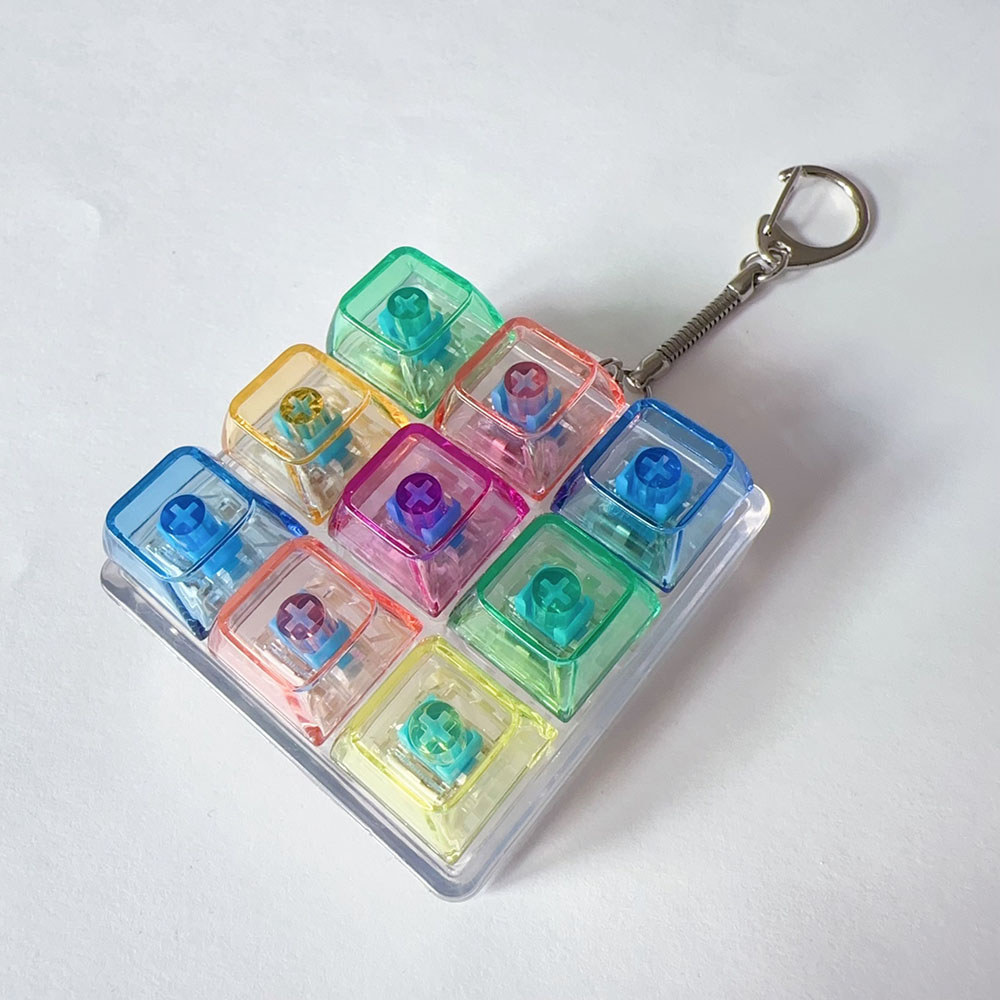 9 Phím Bàn Phím Cơ Fidget Móc Khóa Thư Giãn DIY Bàn Phím Pinch Đồ Chơi Nhấn Căng Thẳng Lo Âu Giảm Đồ Chơi Móc Khóa
