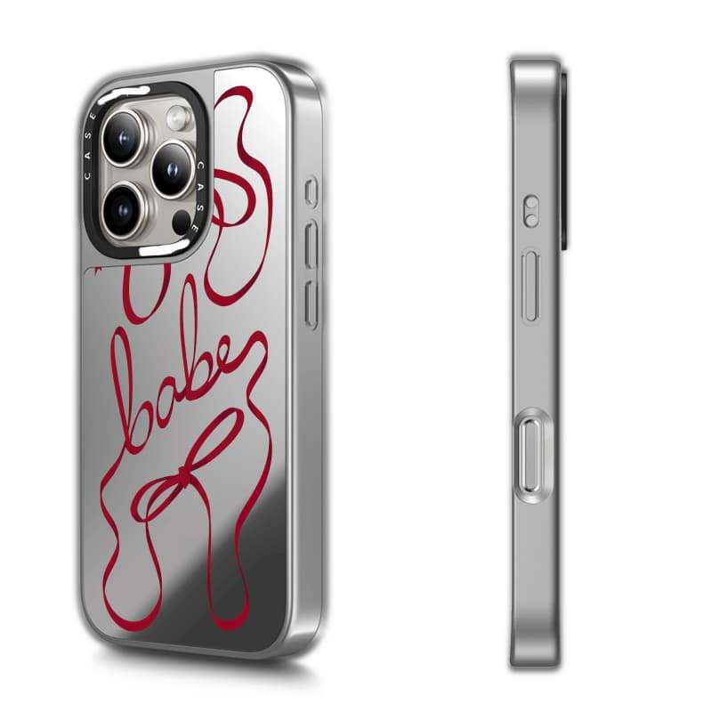 CASECASE X Baby Case Black & Sliver Mirror Vỏ iPhone hút từ tính cho iPhone 17 Air 16 15 14 13 12 Pro Max Plus Ốp lưng cứng có hộp khắc logo