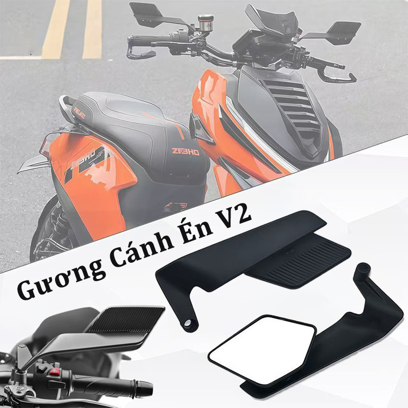 Gương Cánh Én V2, Mặt Kính Trắng Góc Rộng, Siêu Cao Cấp, Góc Nhìn Rộng, Đủ Tiêu Chuẩn Kích Thước, Chắc Chắn Bền Đẹp
