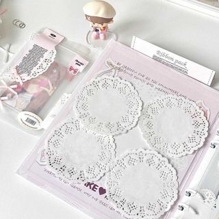Giấy Ren Tròn Trang Trí Đồ Gói Card Decor Vintage Làm Thiệp Dán Scrapbook Timo GQ64