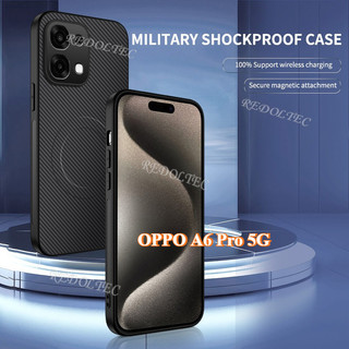 Ốp điện thoại từ tính họa tiết sợi Carbon chống sốc bằng da OPPO A6 Pro 5G OPPO A6Pro