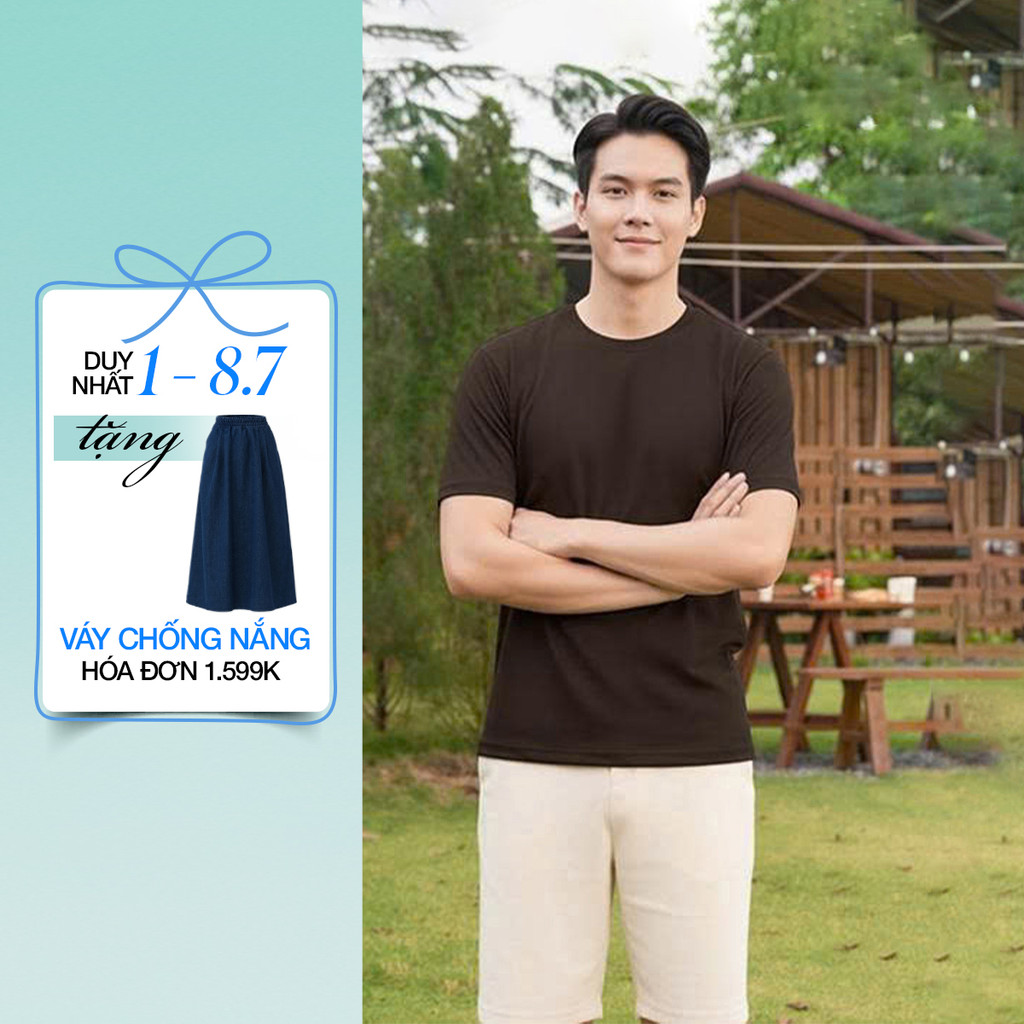 Áo Thun Nam GUMAC Áo Phông Nam Cổ Tròn Tay Ngắn Form Suông Thun Cá Sấu 4C Co Giãn Thoải Mái LATNF0544